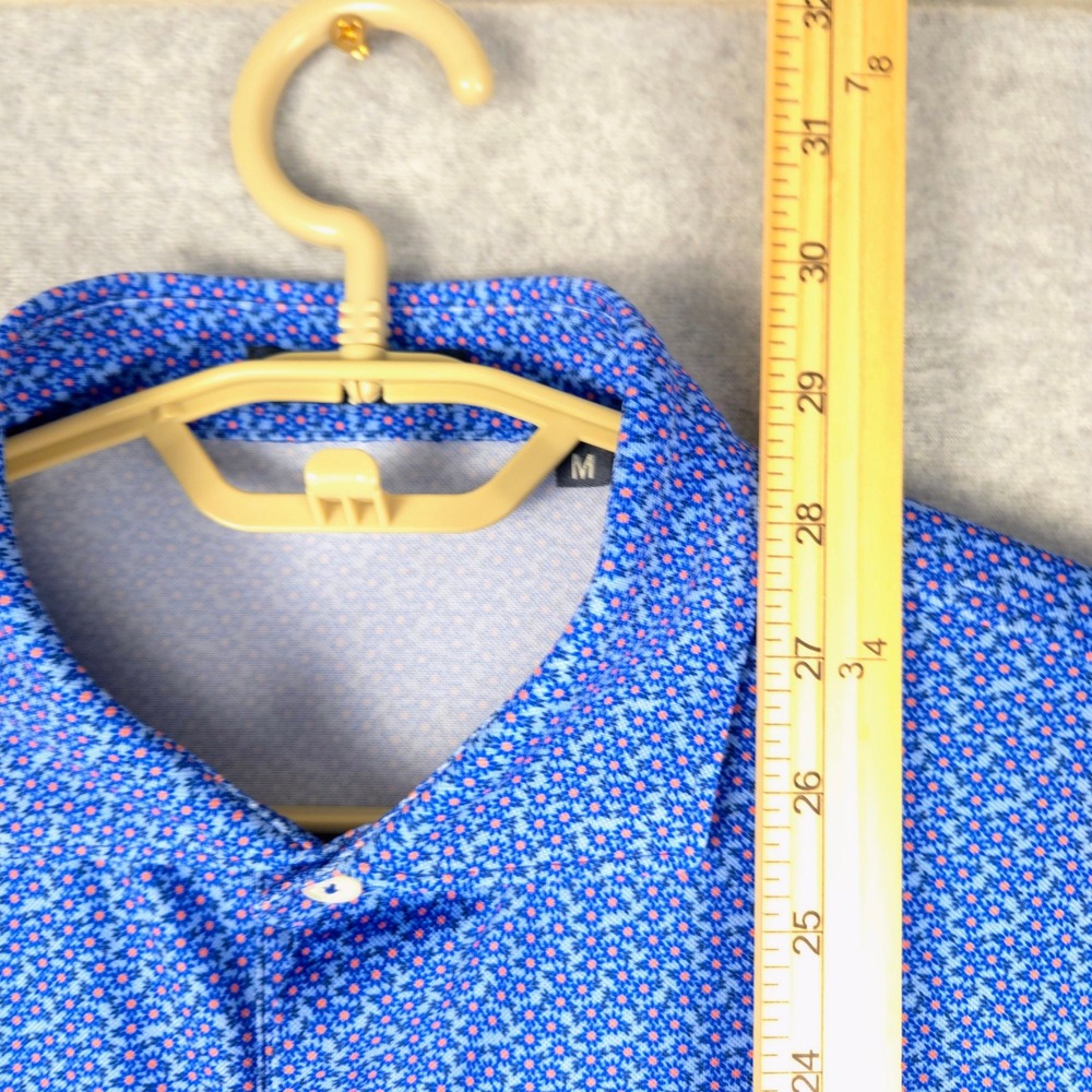 Turtleson Mens Performance Golf‎ Polo Shirt Blue Orange Floral Print Size M - Picture 8 of 8
